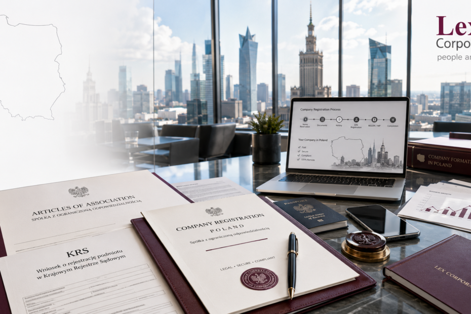 Foreign entrepreneur reviewing registration documents to register a company in Poland as a foreigner