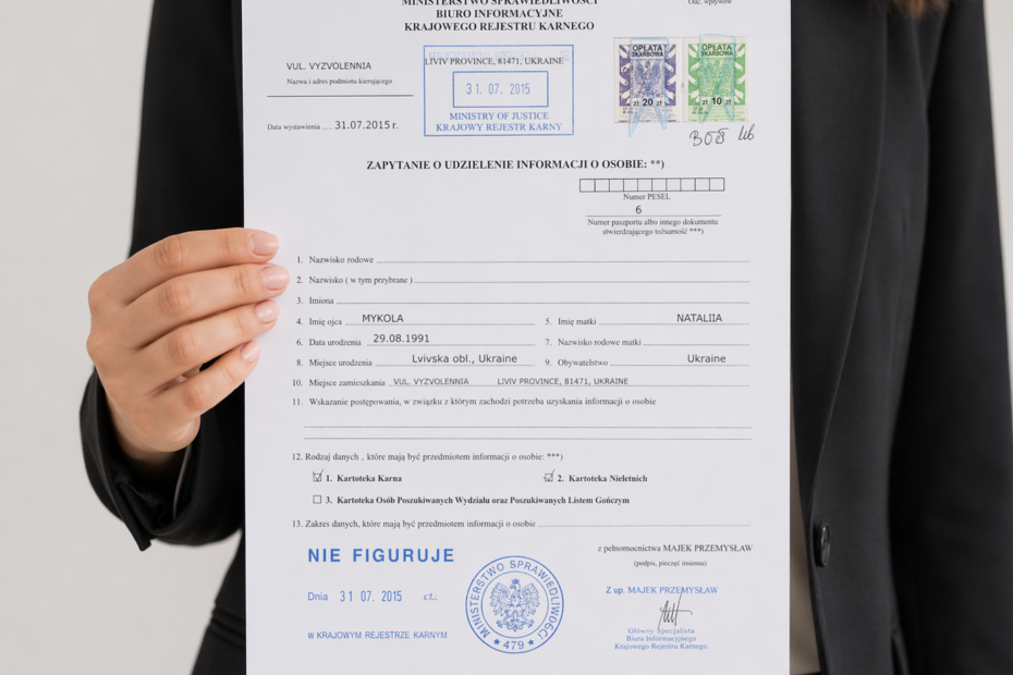 Police clearance certificate Warsaw, criminal record check Poland for foreigners, get PCC without PESEL, KRK for non-residents.