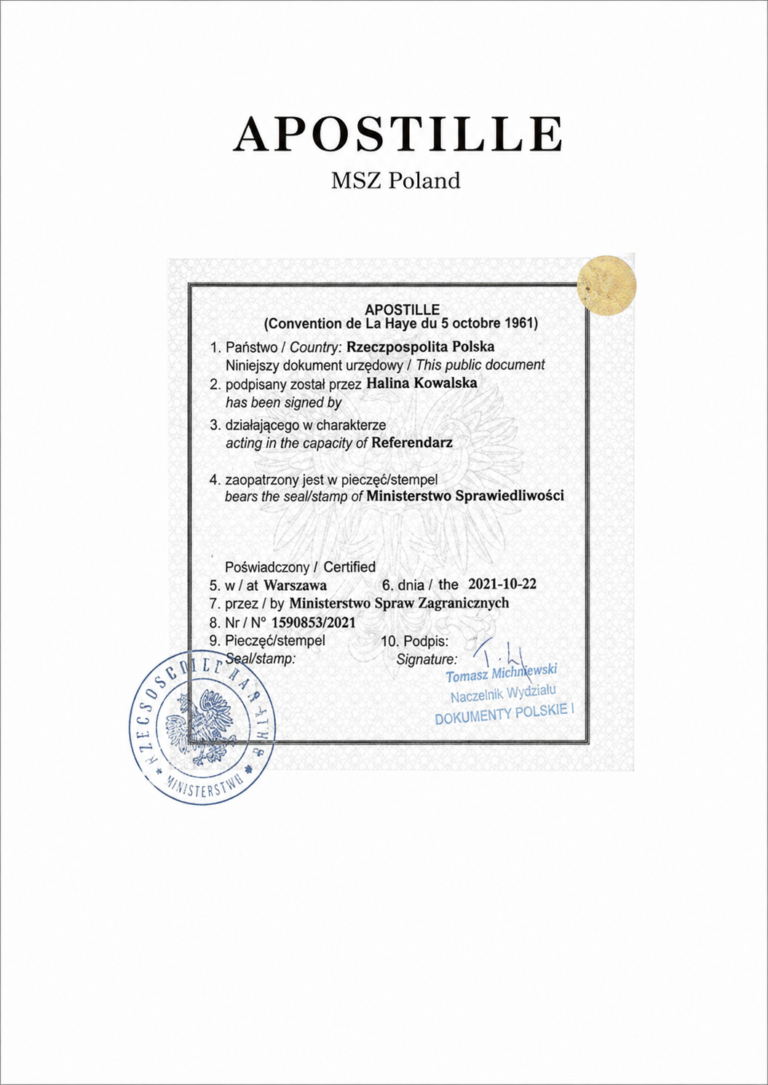 Professional Apostille & Document Legalization Support We provide professional Apostille and document legalization services in Poland for individuals,