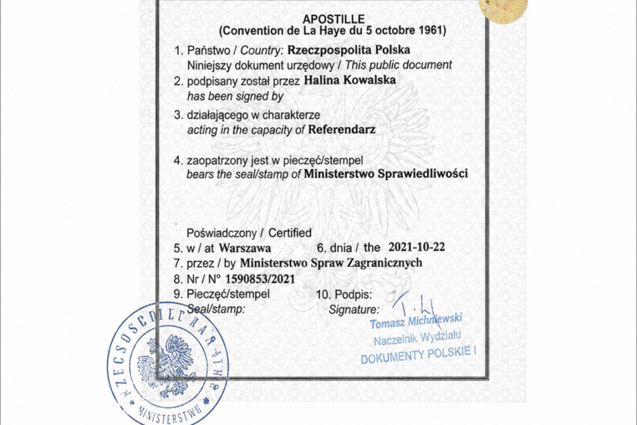 In Poland, the main authority responsible for issuing Apostille certifications is the Ministerstwo Spraw Zagranicznych (English: Ministry of Foreign Affairs of Poland). Many clients search online for terms such as “MSZ Apostille,” “Warsaw Apostille,” “Fast Apostille Warsaw Poland,” or “Poland MSZ Apostille