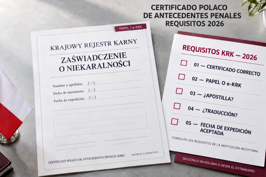 Spanish Polish KRK certificate and checklist.